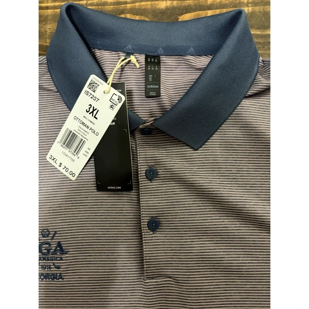 Adidas PGA of America Georgia Golf Polo Mens 3XL Ottoman Striped NWT